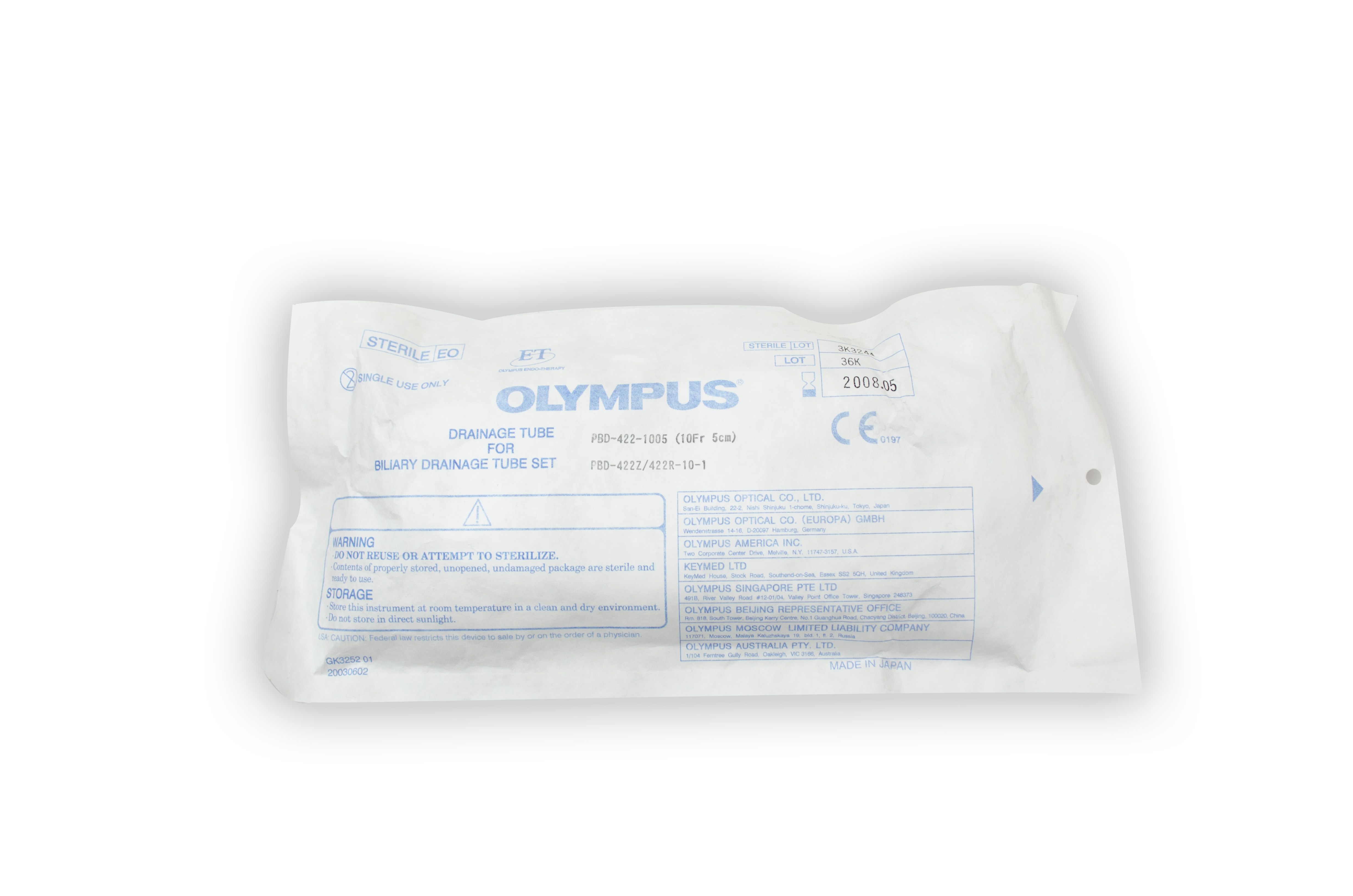Olympus Reusable Biliary Drainage Tube - PBD-422Z-10-1 (1 Insertion Kit, 6 Drainage Tubes)