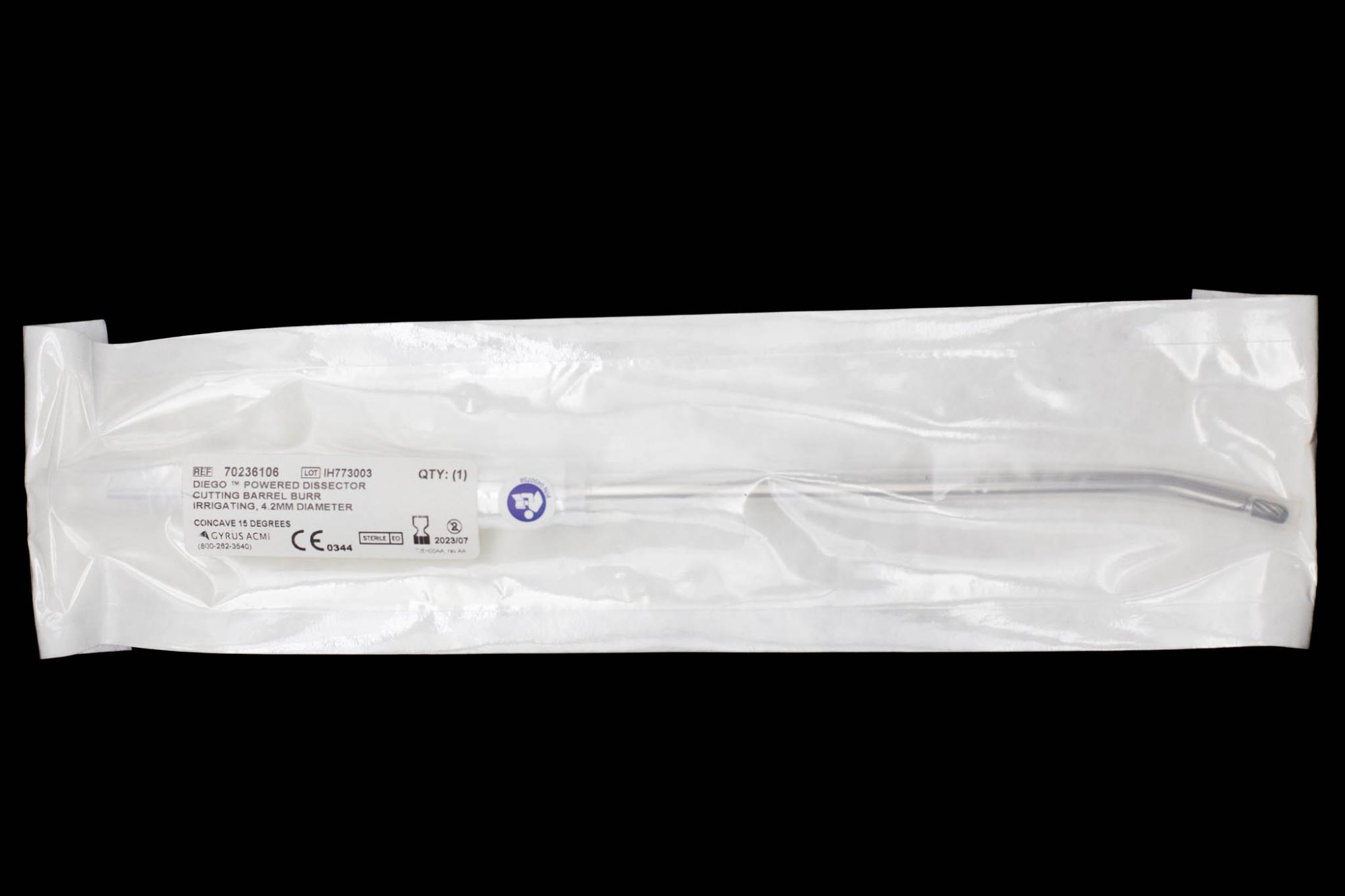Disposable Diego Powered Dissector, Cutting Barrel Burr, Irrigating, 4.2mm Dia, Concave 15 Deg. - 70236106 [1/Bag]