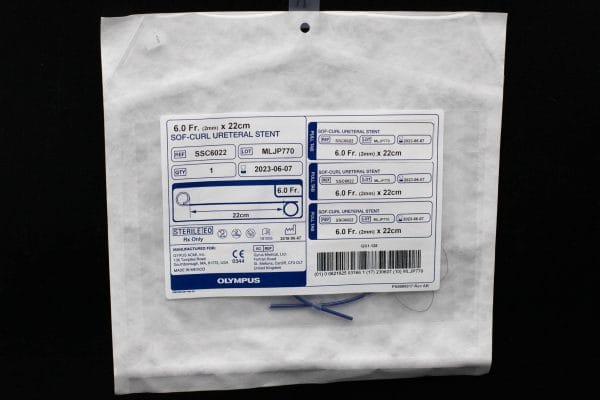 [In-Date] Disposable Sof-Curl Ureteral Stent, 6.0 Fr (2 mm) x 22 cm - SSC6022 [1/Bag]