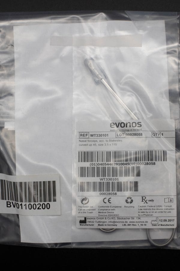 Reusable Nasal Forceps, Acc to Blakesly, Rotatable, 45 Curved Up, Size 3.5 x 115 - WT330101 [1/Bag]