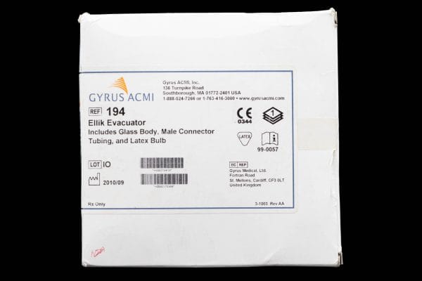 Reusable Ellik Evacuator Kit, Includes Glass Body, Male Connector, Tubing, and Latex Bulb - 194 [1/Box]