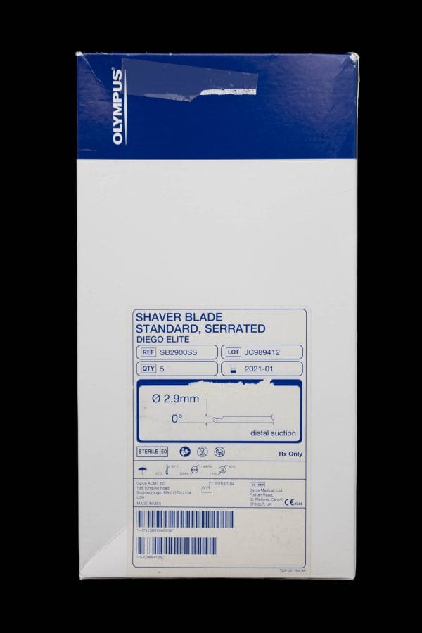 [Out-of-Date] Disposable Shaver Blade, Standard, Serrated, 2.9 mm DIA, 0 Deg., Distal Suction - SB2900SS [5/Box]